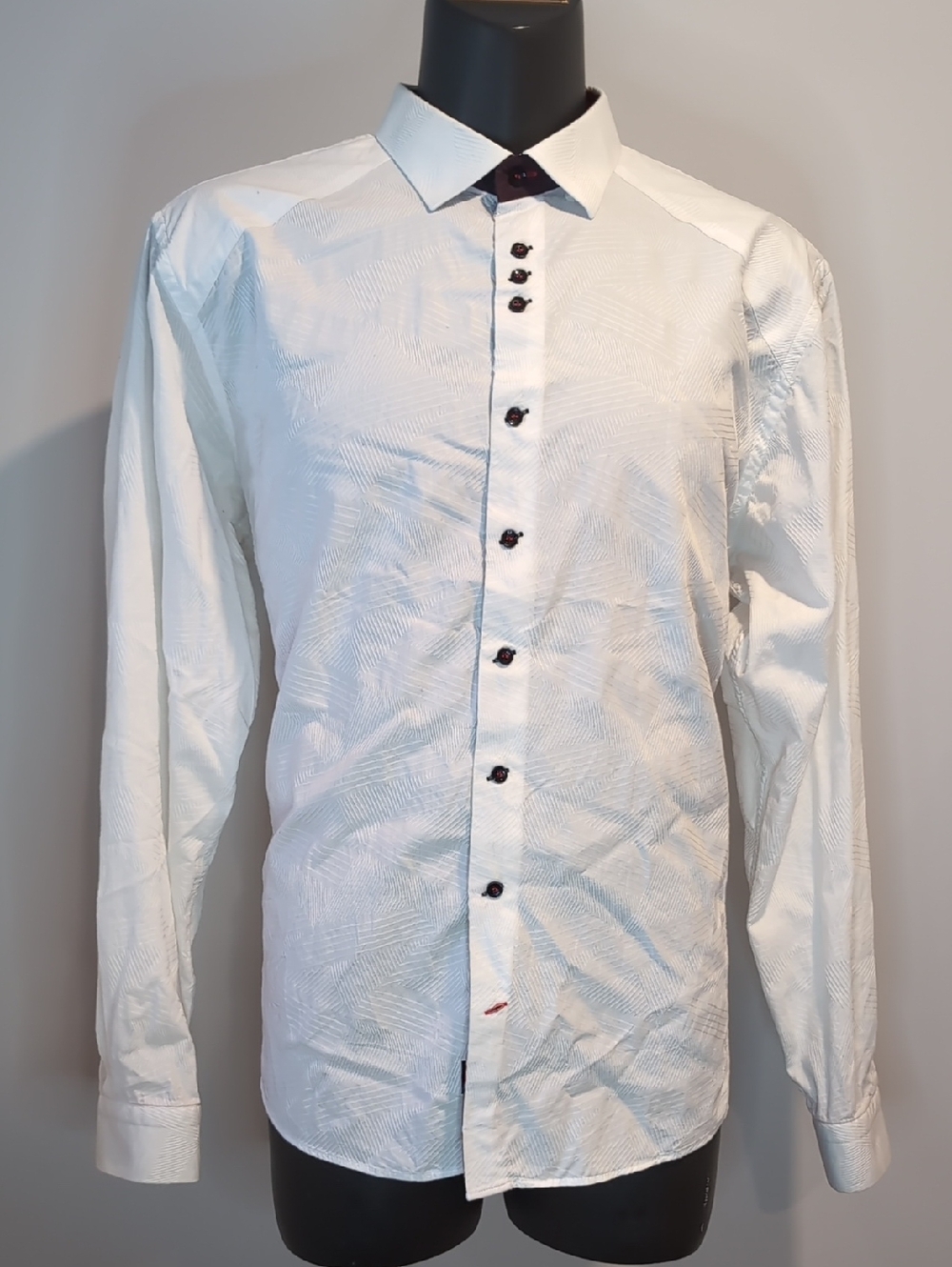 Au Noir White Textured Button-Down Dress Shirt Size 3XL Long Sleeves